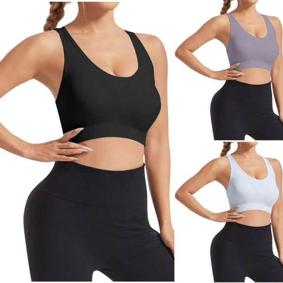 Save 65% Instantly!Suumer Plus Size Sports Bras for Women Solid Color Wireless Back Beauty Gathering Chest Cushion Ventilation Yoga