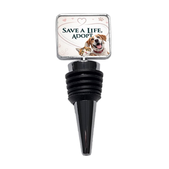 Save A Life Adopt Rescue Pet Dog Cat Wine Bottle Stopper Cap Plug