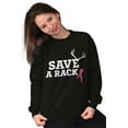 thumbnail image 1 of Save A Rack Antler Breast Cancer Pink Women Crewneck Sweatshirt Brisco Brands S, 1 of 6