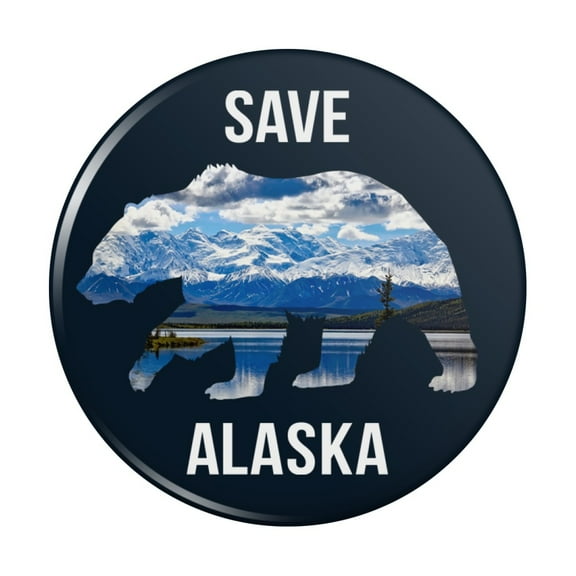 Save Alaska with Bear Mountains Water Kitchen Refrigerator Locker Button Magnet