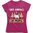 thumbnail image 1 of Save Animals Eat People Printed Half Moon, Bear And Trees Women T-Shirt, 1 of 4
