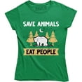 thumbnail image 1 of Save Animals Eat People Printed Half Moon, Bear And Trees Women T-Shirt, 1 of 4
