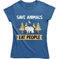 thumbnail image 1 of Save Animals Eat People Printed Half Moon, Bear And Trees Women T-Shirt, 1 of 4