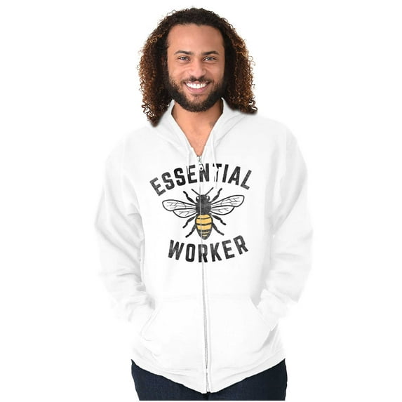 Save Bees Essential Workers Earth Day Unisex Fleece Graphic Zip Up Hoodie Brisco Brands 2X