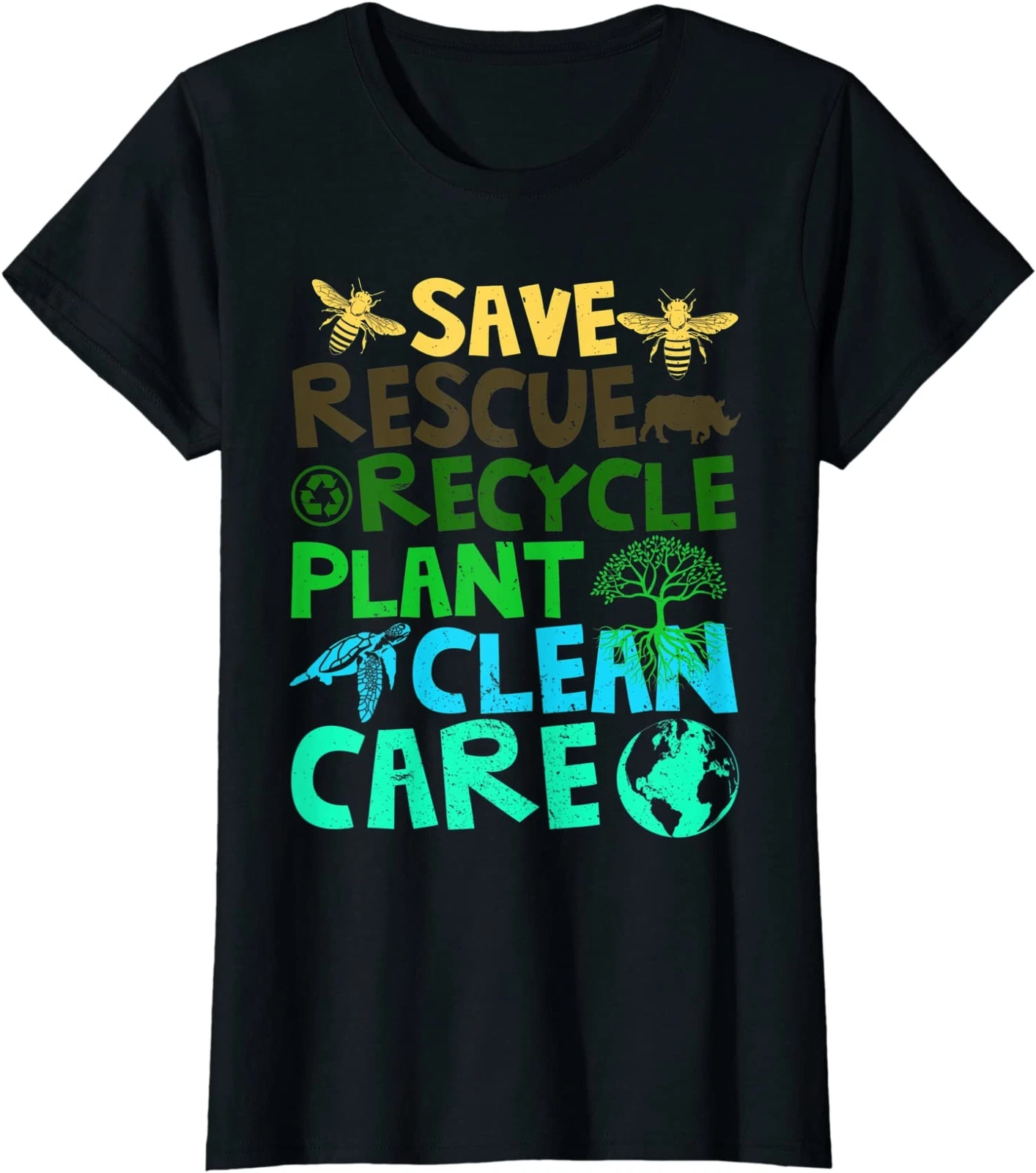 Simple Rescue Vests Save Bees Rescue Animals Recycle Plastict Earth Day Ladies' Crewneck T ...