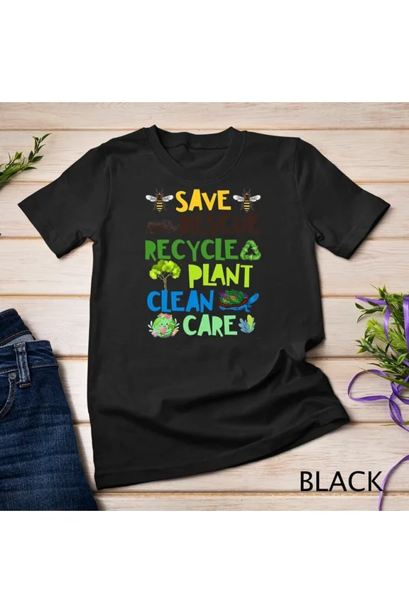 Save Bees Rescue Animals Recycle Plastict Earth Day Unisex S-5XL T-Shirt