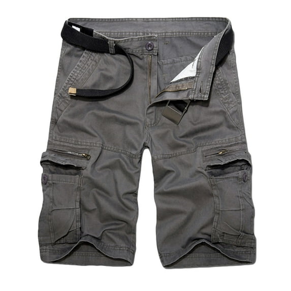 Save Big HOOMEUMY Men's Summer Cargo Shorts Multi-Pockets Straight Fit Military Shorts with Belt Dark Gray 10