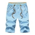 thumbnail image 1 of Save Big HOOMEUMY Men's Summer Shorts Cotton Linen Drawstring Elastic Waist Bermuda Beach Short Pants with Pockets Sky Blue XXXXXL, 1 of 3