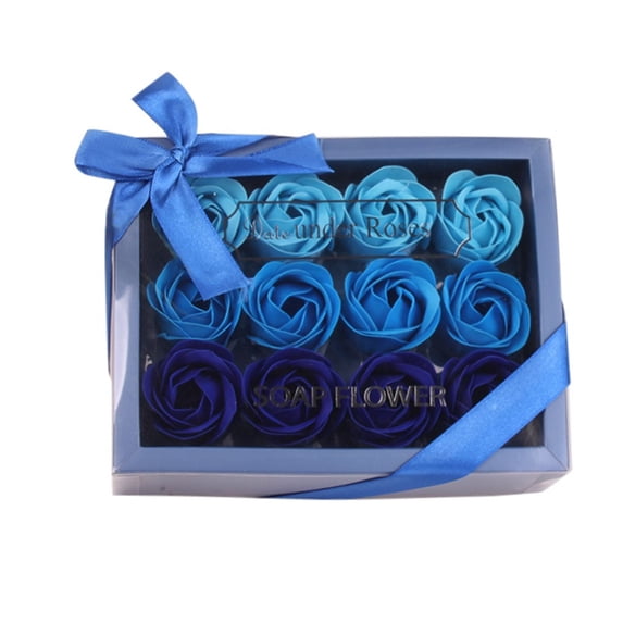 Save Big Matoen Artificial Flowers rose soap Gift Box Blue Rose 12pcs Real Looking Fake Roses for DIY Wedding Bouquets Centerpieces Arrangements Party Baby Shower Home Decorations