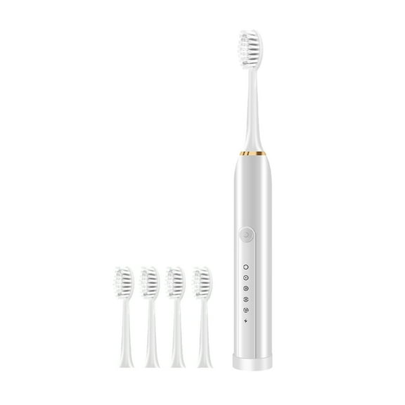 Save Big Matoen Ultrasonic Electric Toothbrushes - Electric Toothbrush for Adults and Kids, Rechargeable Travel Sonic Toothbrush with 4 Heads, White