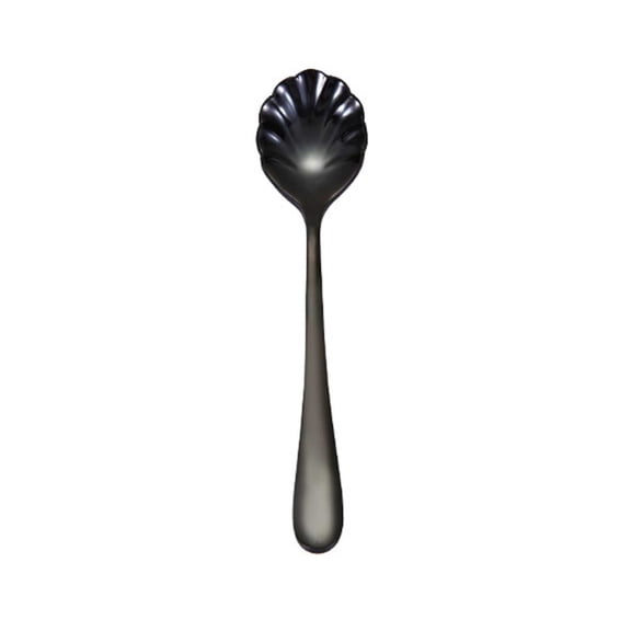 Save Big Stainless Steel Shell Sugar Spoon,5.2" Smooth Edge Spoon for Coffee Tea Yogurt Cake Ice Cream Serving,5.2"×1.18",1PC (Black)