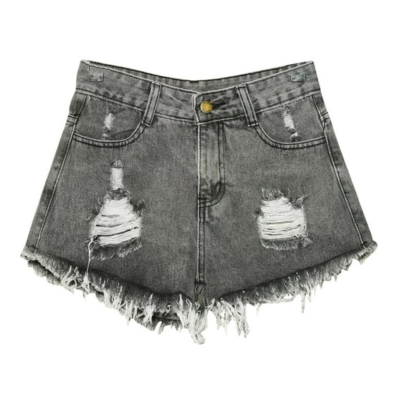 Save Big UTSJKR Women High Waist Denim Shorts Summer Hole Ripped Jeans Shorts Vintage Frayed Raw Hem Short Pants