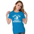 thumbnail image 1 of Save Chubby Mermaids Funny Manatees Womens Fitted Plus Size Graphic Tee Brisco Brands 2X, 1 of 4