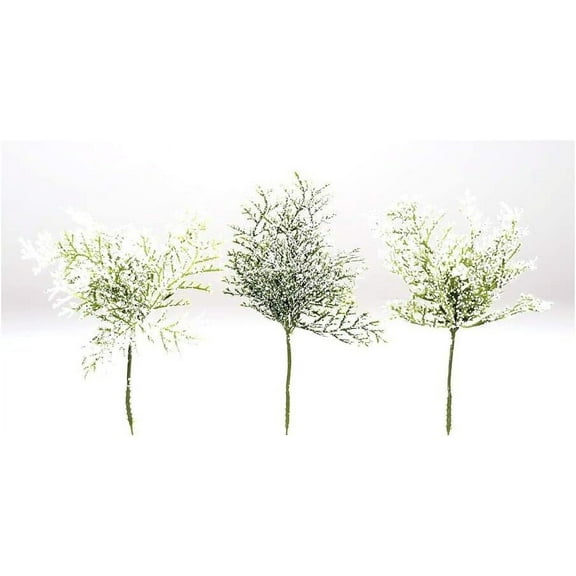 Save Dollar Stores Christmas Snowy Artificial Branches, Winter Greenery Christmas Picks, 8in