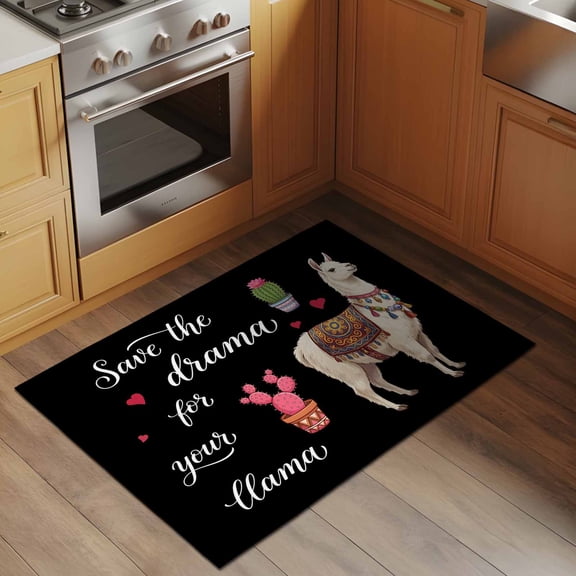 Save The Drama for Your Llama 2x3 Rug for Entryway Front Door Kitchen Sink Area, Cactus Camel Love Summer Low Pile Washable Non Slip Rectangle Area Rug