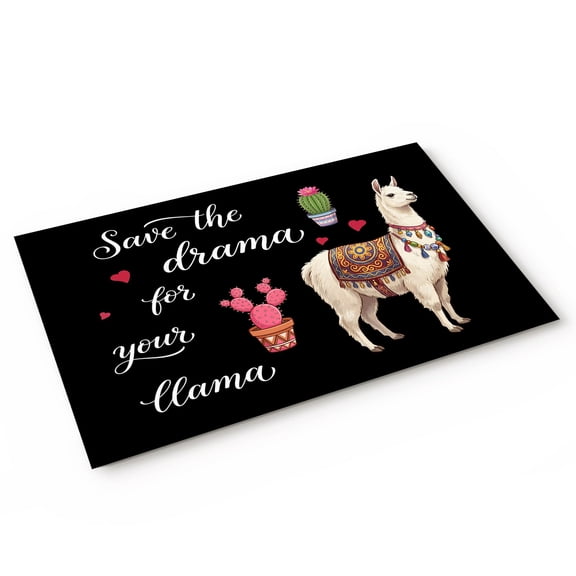 Save The Drama for Your Llama Door Mat Cactus Camel Love Summer Non Slip Absorbent Entrance Mat Washable Low Profile Indoor Doormat for Front Door Entryway Entry 16"x24"