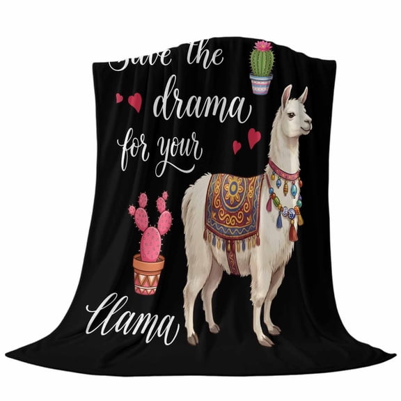 Save The Drama for Your Llama Throw Flannel Blanket Cactus Camel Love Summer Super Soft Cozy Bed Blanket, Lightweight Plush Fuzzy Bed Throw for Bedroom Sofa Couch Living Room 40x60In,