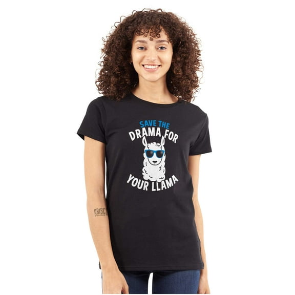 Save Drama Your Llama Nerdy Funny Womens Fitted Plus Size Graphic Tee Brisco Brands 2X