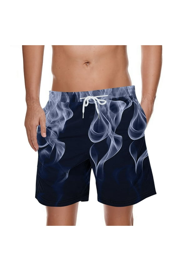 Save On Flame-Print Shorts for Men Elastic High Waist Pants Y2K Streetwear Shorts Lace-Up Adjustable Sweatpants Lounge Breathable Trouser Workout Sport Short