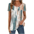 thumbnail image 1 of Save On Floral Printed Tunic Tops for Women Pleated Short Sleeve Shirts Front Button Down T-Shirt Crewneck Tee Shirts Loose Relaxed Fit Blouses Office Work Summer Costume, 1 of 6