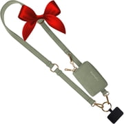 Save the Girls Clip and Go Brushed Vegan Phone Lanyard Sage - Crossbody Phone Case with Pouch, Adjustable and Removable Shoulder Strap and Wristlet Strap