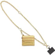 Save the Girls Clip and Go Phone Metal Chain with Pouch Gold - Gold Pouch   Stylish Phone Lanyard Crossbody with Wallet for Women, Hands-Free Carrying and Adjustable Crossbody Chain Strap