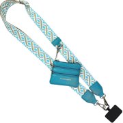 Save the Girls XOXO Clip and Go Phone Strap Peacock Blue - Peacock Blue Pouch - Crossbody Phone Strap Chain with Zipper Wallet Pouch   Phone Lanyard Zippered