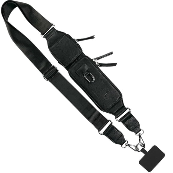 Save the Girls Zip & Clip Cell Phone Crossbody Lanyard, Vegan Leather Phone Strap with Wallets for Women, Stylish and Lightweight Phone Strap Clip and Go, Black