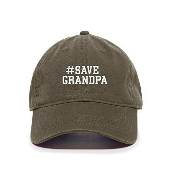 Save Grandpa Baseball Cap Embroidered Cotton Adjustable Dad Hat Olive