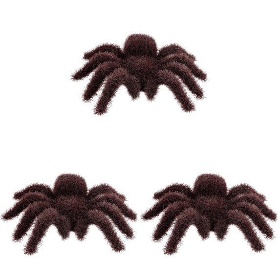 Halloween Realistic Hairy Fake Spiders, 3.7x4.5 inch Spiders Scary Joke Prank Toy for Halloween Decoration, Funny Halloween Fake Spiders Decoration (Dark Brown 3pcs)