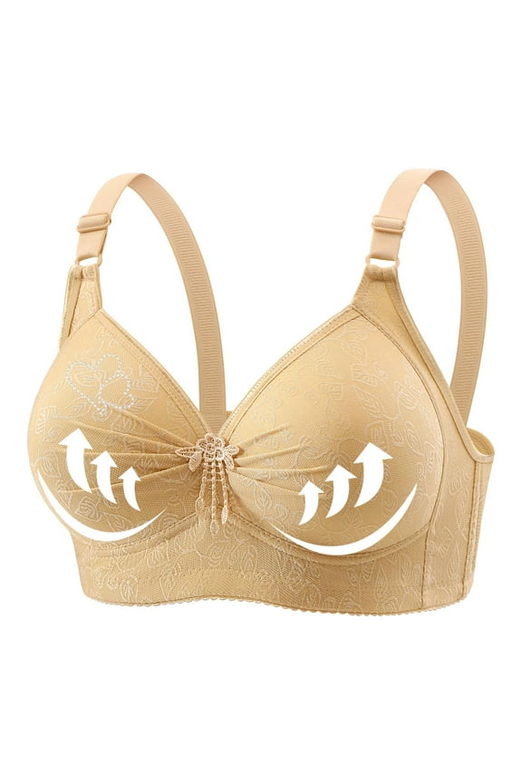 Save On Heart Shaped Bras for Women Front Closure Wireless Bralettes Adjustable Lace-Up Support Push-Up Bra One Piece Seamless Bra Breathable Comfortable Underwear Everyday Bras