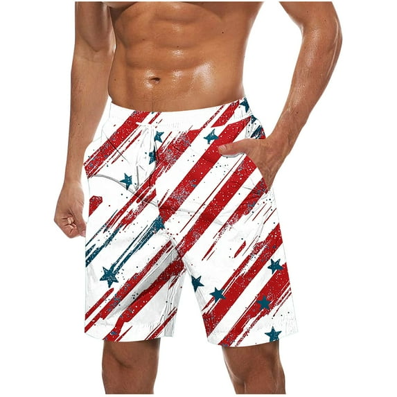 Save On Independence Day Shorts for Men Usa 4Th Of July Patriotic Board Shorts American Flag Printed Swim Trunks Quick-Dry Lined Beach Shorts Holiday Party Pants With Pocket