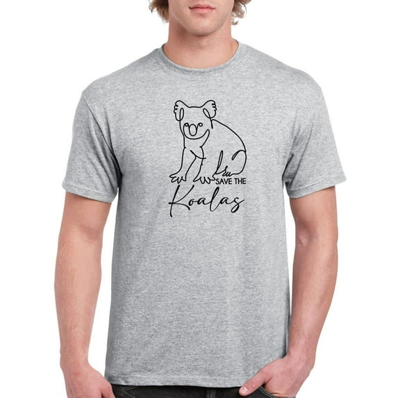 Save Koalas Lineart T-Shirt Men -Smartprints Designs, Male 3X-Large