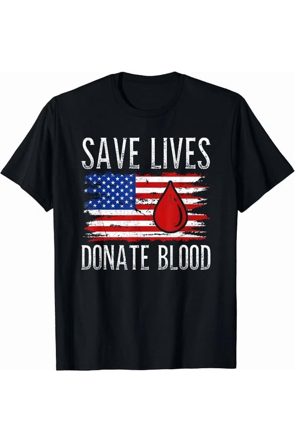 Save Lives Donate Blood Vintage Us Flag Blood Donation Gift Unisex T-Shirt, Vintage Birthday Gift