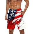 thumbnail image 1 of Men's American Flag Swim Trunks Usa 4Th of July Patriotic Board Shorts Quick Dry Lined Beach Shorts Knee Length Plus Size Sweatpants with Pockets, 1 of 5