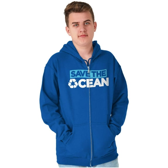 Save Ocean Earth Day Climate Change Unisex Fleece Graphic Zip Up Hoodie Brisco Brands 4X