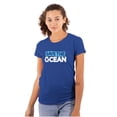 thumbnail image 1 of Save Ocean Earth Day Climate Change Womens Slim Fit Graphic Tee Brisco Brands X, 1 of 5