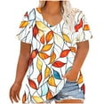 thumbnail image 1 of Save On Womens Plus Size Tops Basic Summer Shirts Short Sleeve V Neck Tunics T-Shirt Loose Floral Print Tee Shirts Holiday Blouse, 1 of 5