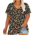 thumbnail image 1 of Save On Womens Plus Size Tops Basic Summer Shirts Short Sleeve V Neck Tunics T-Shirt Loose Floral Print Tee Shirts Holiday Blouse, 1 of 5