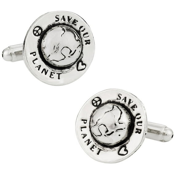 Save Our Planet Silver Global Warming Cufflinks