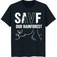 thumbnail image 1 of Save Our Rainforest T-Shirt Dark Blue Tee with Tree Graphic Print, 1 of 5