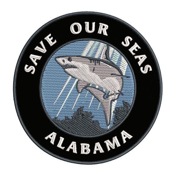 Save Our Seas! Alabama 3.5 Inch Iron Or Sew On Embroidered Fabric Badge Patch Ocean Beach, Salt Life Iconic Series
