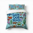 thumbnail image 1 of Save Our Seas Bedding Set 3 Pcs Soft Microfiber Quilt Cover For Bedroom Decor, Comforter Cover With 2 Pillowcase, 1 of 5
