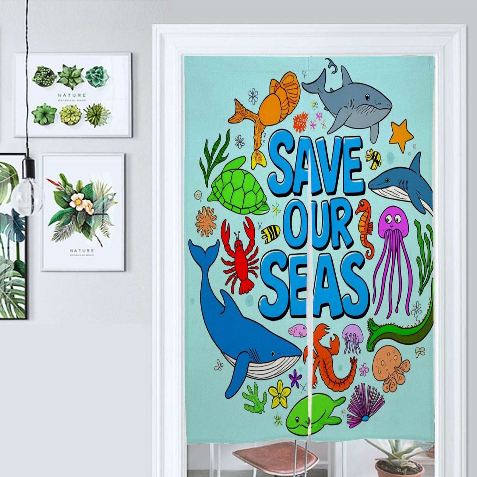 Save Our Seas Door Curtain Nordic Living Room DoorCurtain Porch Partition Curtain Kitchen Rative ...