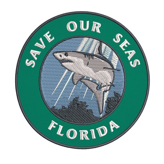 Save Our Seas! Florida 3.5 Inch Iron Or Sew On Embroidered Fabric Badge Patch Ocean Beach, Salt Life Iconic Series