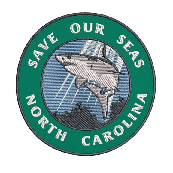 Save Our Seas! North Carolina 3.5 Inch Iron Or Sew On Embroidered Fabric Badge Patch Ocean Beach, Salt Life Iconic Series