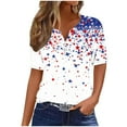 thumbnail image 1 of Save On Plus Size Tee Shirts for Womens,Summer Womens 4Th of July Summer Tops American Flag Graphic Tee Shirts Henley Neck Tee 3/4 Sleeve Tops Front Button-Up Blouses Trendy Summer Outfits, 1 of 5