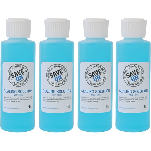 Save On Postage Ink Compatible PB E-Z Seal Envelope Moistener (4 Pack of 4oz Dabber Bottles), Sealing Solution for DM Series Mailing System - Postage Meter Sealing Solution