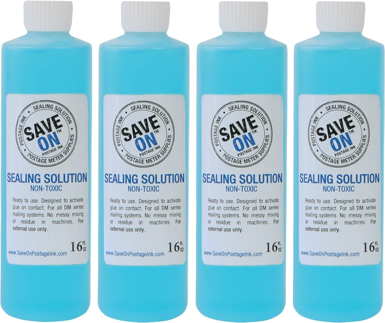 Save On Postage Ink - PB E-Z Seal Compatible Sealing Solution (16oz Bottle, 4-Pack) For Pitney Bowes DM Series Mailing Machines