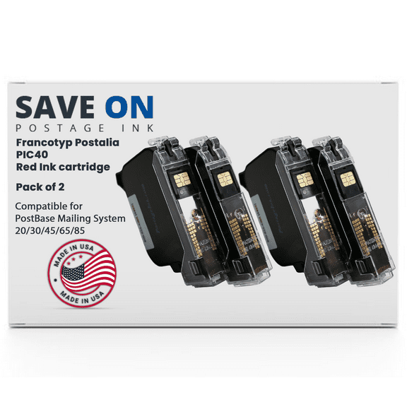 Save On Postage Ink Compatible Pic40 Red Ink Francotyp Postalia Postage Meter Cartridge Ink Cartridge for PostBase Mailing System 20/30/45/65/85 Pic40 Red Fluorescent Postage Meter Ink Cartridge
